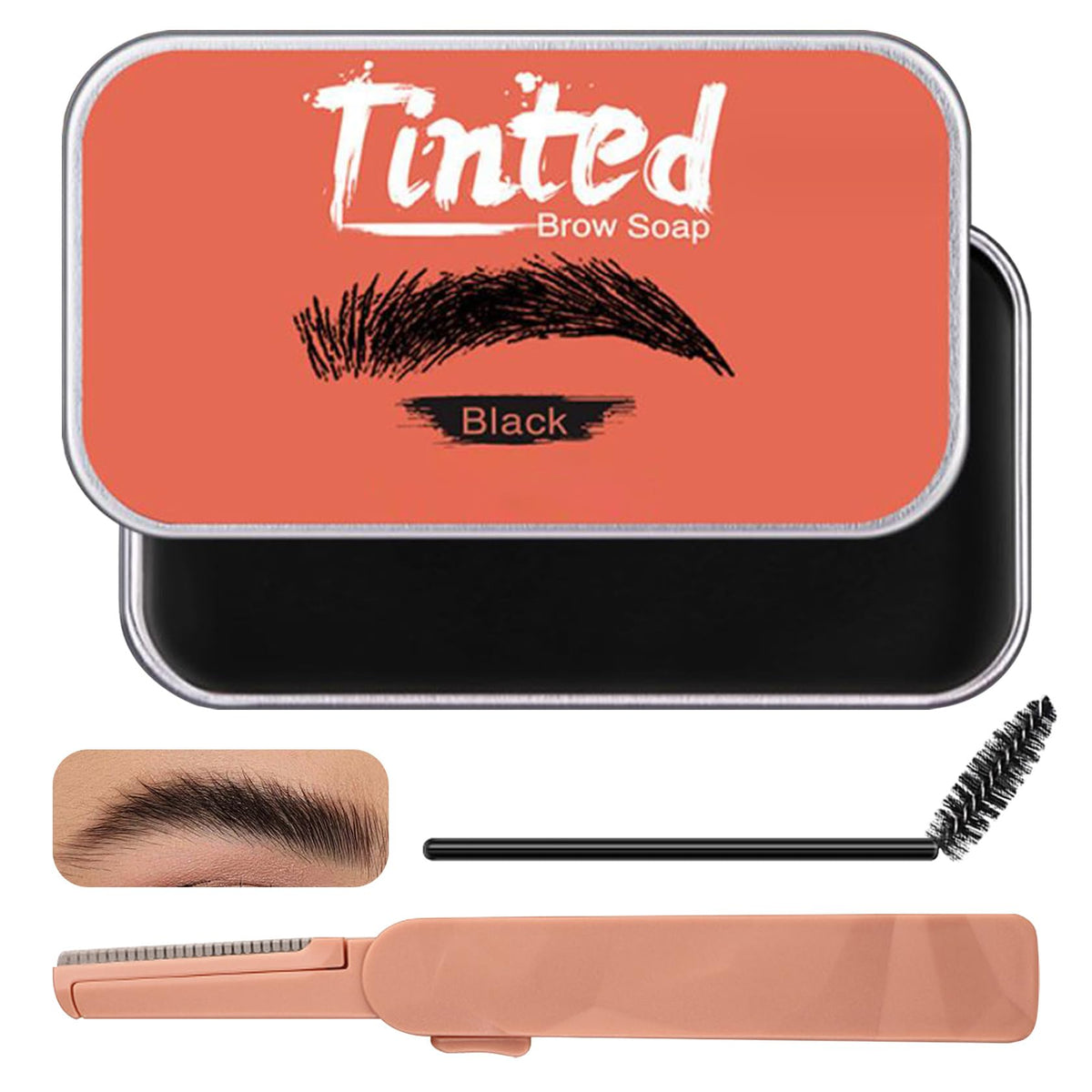 Eyebrow Soap,Eyebrow Styling Soap Tinting Kit,Waterproof Long Lasting Smudge Proof Tinted Brow Soap,3D Feathery Natural Eyebrow Wax Brow Shaping Gel?Black?