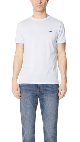 Lacoste Mens Short Sleeve Crew Neck Pima Cotton Jersey T-Shirt, Rill Light Blue, X-Large