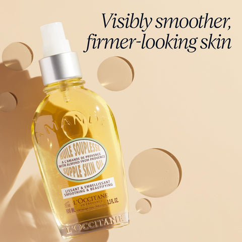 L'OCCITANE Supple Skin System: Hydrate & Soften, Almond Oil Infused Trio Featuring Almond Supple Skin Oil, Almond Shower Oil, and Almond Delicious Hand & Nail Care Lotion, Bath and Body Gift Set