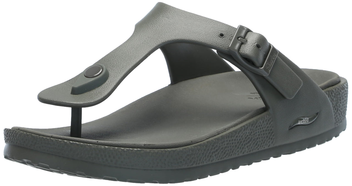Skechers Women's T-Strap Sandal, Olive, 6