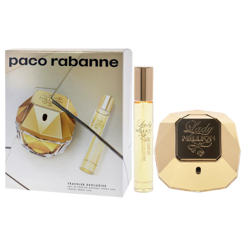 Paco Rabanne Lady Million for Women - 2 Pc Gift Set 2.7oz EDP Spray, 0.68oz EDP Travel Spray