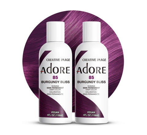 Adore Semi Permanent Hair Color - Vegan and Cruelty-Free Red Hair Dye - 4 Fl Oz - 085 Burgundy Bliss (Pack of 2)
