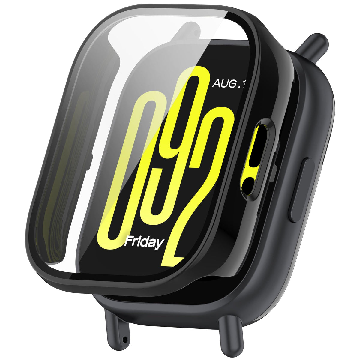 KNOXS Case Compatible with Xiaomi Redmi Watch 5 Active Case with Screen Protector, 2 in 1 Hard PC Shockproof Scratch-Proof Case Cover HD&Light Protector for Watch (Black)