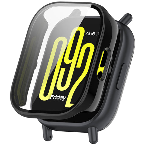 KNOXS Case Compatible with Xiaomi Redmi Watch 5 Active Case with Screen Protector, 2 in 1 Hard PC Shockproof Scratch-Proof Case Cover HD&Light Protector for Watch (Black)