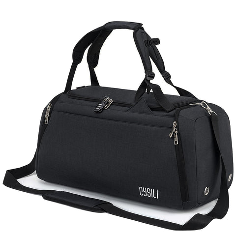 Sports Duffle Bag with Shoes Compartment and Wet Pocket, 42L Waterproof Gym Bag for Men and Women, Durable Travel Duffel Bag with Shoulder Strap and Combination Lock