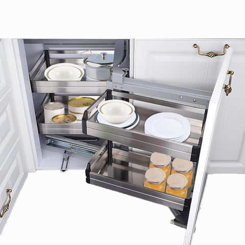 KUOYTT Blind Corner Cabinet,Blind Corner Cabinet Organizer,Corner Optimizer,Chrome Blind Corner Soft Close,Blind Corner Cabinet Pull Out Right