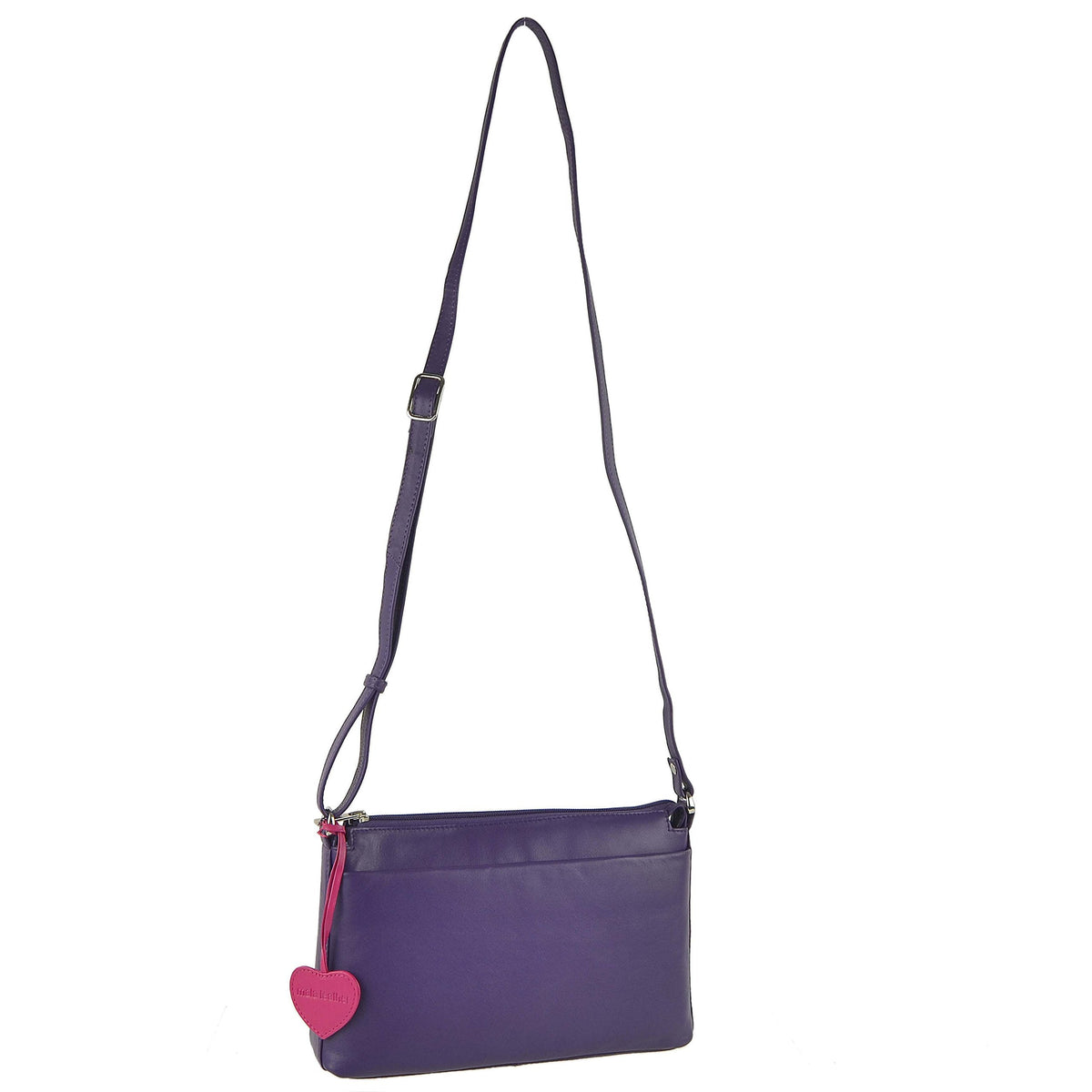 Ladies Leather Cross Body Shoulder by Bag Mala; Anishka Collection Handbag (Purple)
