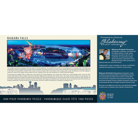 Masterpieces 1000 Piece Jigsaw Puzzle For Adults, Family, Or Kids - Niagara Falls Panoramic - 13"x39"