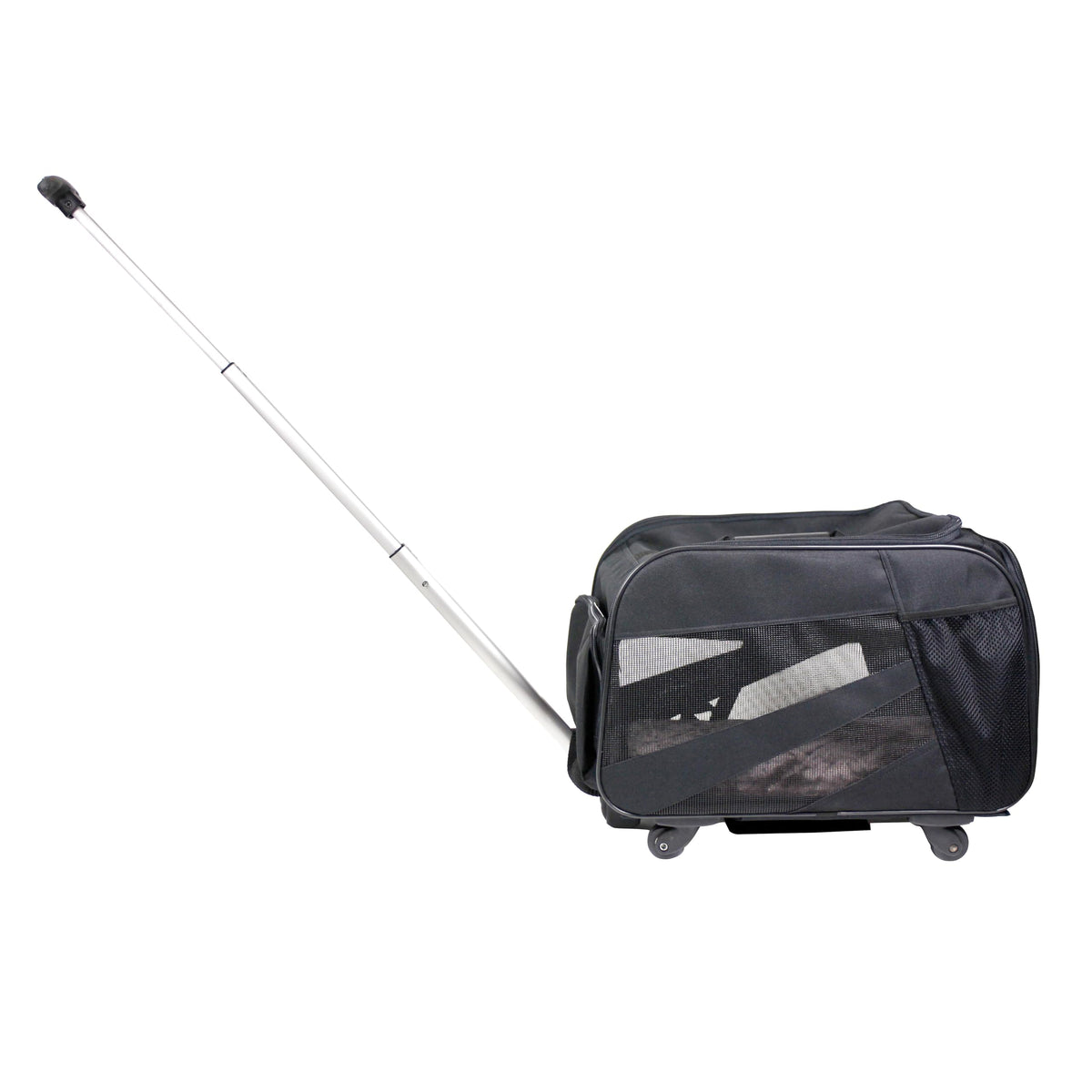 Pet Smart Cart, Large, Black, Rolling Carrier with wheels soft sided collapsible Folding Travel Bag, Dog Cat Airline Approved Tote Luggage backpack