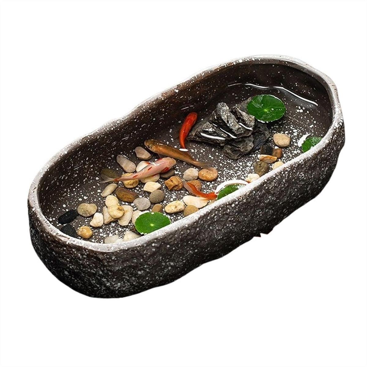 GLigeT Fish Aquarium Tank Ceramic Fish Tank Turtle Tank Ceramic Basin Household Small Decorative Ceramic Flower Pot Aquarium Tank(Bruin)