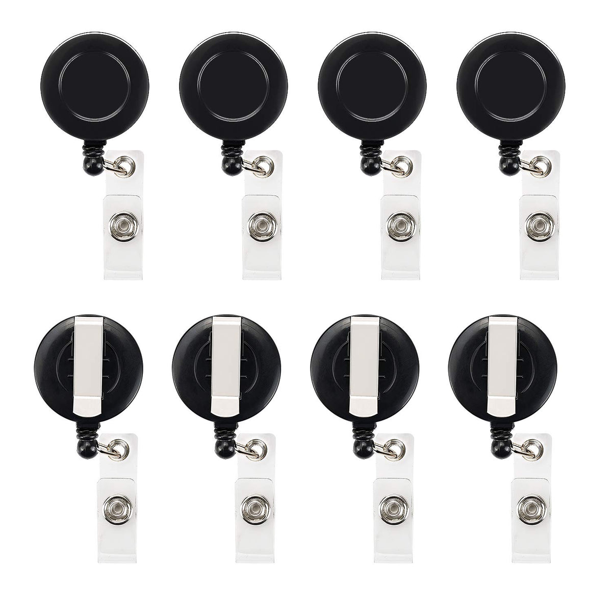 JANYUN 50 Pcs Retractable Badge Reel Clips Holder for Hanging ID Card Key Chain (Black)