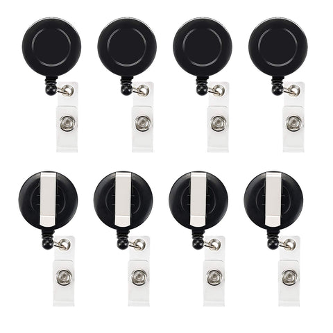 JANYUN 50 Pcs Retractable Badge Reel Clips Holder for Hanging ID Card Key Chain (Black)