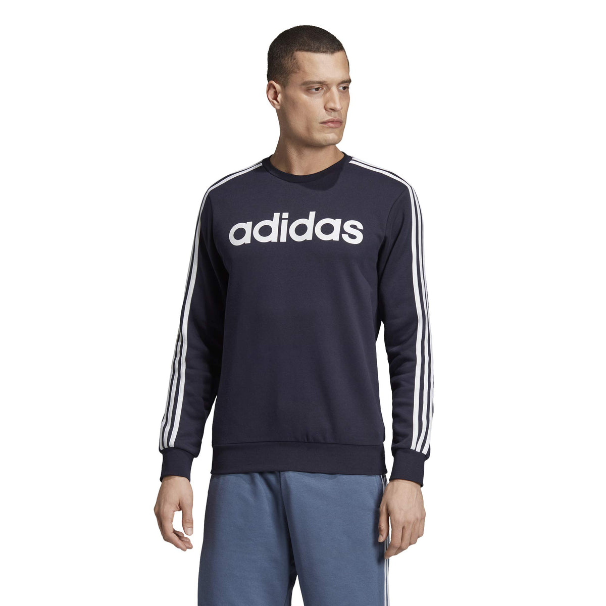 adidas Essentials Men's 3-Stripes Sweatshirt, Legend Ink, Small