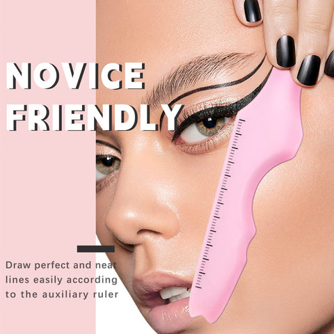 HOSAILY 5 in1 Eyeliner Stencils Silicone Multi-Purpose Eye Makeup Tool for Winged Eyeliner, Defined Eyebrow, Eyelash, Face Contour and Lip Line Lazy Quick Makeup Tool-Pink