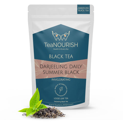 TeaNOURISH Darjeeling Daily Summer Black Tea | Original English Breakfast Tea | Energizing & Aromatic Loose Leaf Tea | Freshly Sourced Direct From Origin - 3.53oz/100g