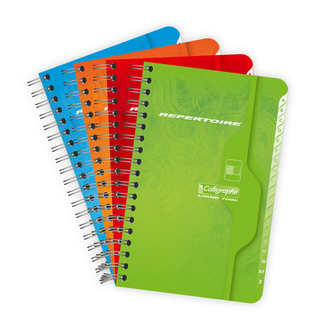 Clairefontaine - Ref 237C - Calligraphe Wire bound Notebooks (90 Sheets) - 11 x 17cm, Squared Ruling, 70gsm Superfine Vellum Paper - Assorted Colours (Pack of 5)