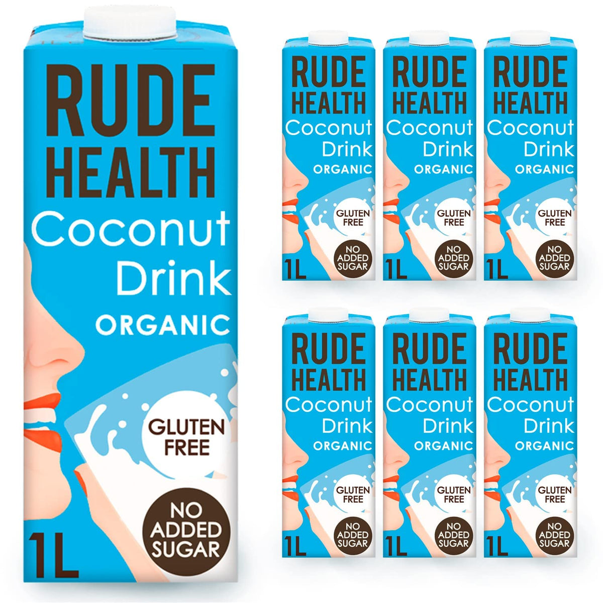 Rude Health 6 x 1 Litre Organic Coconut Dairy-Alt Milk, 100% Natural Organic Drink, Lactose Free, Dairy Free & Gluten-Free, No Added Sugar, Award-Winning, Healthy & Vegan, 100% Recyclable Packaging