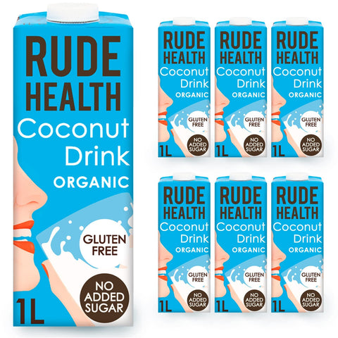 Rude Health 6 x 1 Litre Organic Coconut Dairy-Alt Milk, 100% Natural Organic Drink, Lactose Free, Dairy Free & Gluten-Free, No Added Sugar, Award-Winning, Healthy & Vegan, 100% Recyclable Packaging