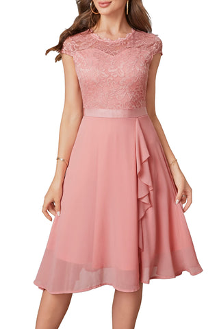 Women's Cocktail Dresses for Women Evening Party, Tea Party Dress for Women 2024 Wedding Guest Dress Prom Semi Formal Dress, Dusty Pink, L
