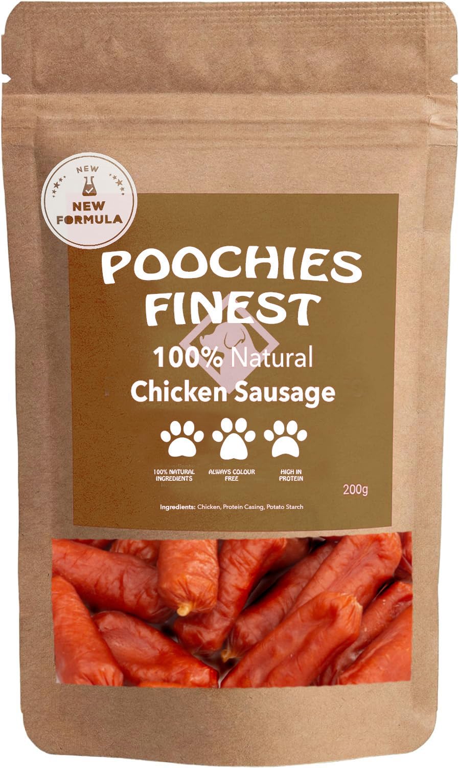 Poochies Finest 100% Natural Air Dried Chicken Sausage Meat Treat For Dogs Of All Ages Grain And Gluten Free Low Fat High Protein Dog Food Snak (200grm)