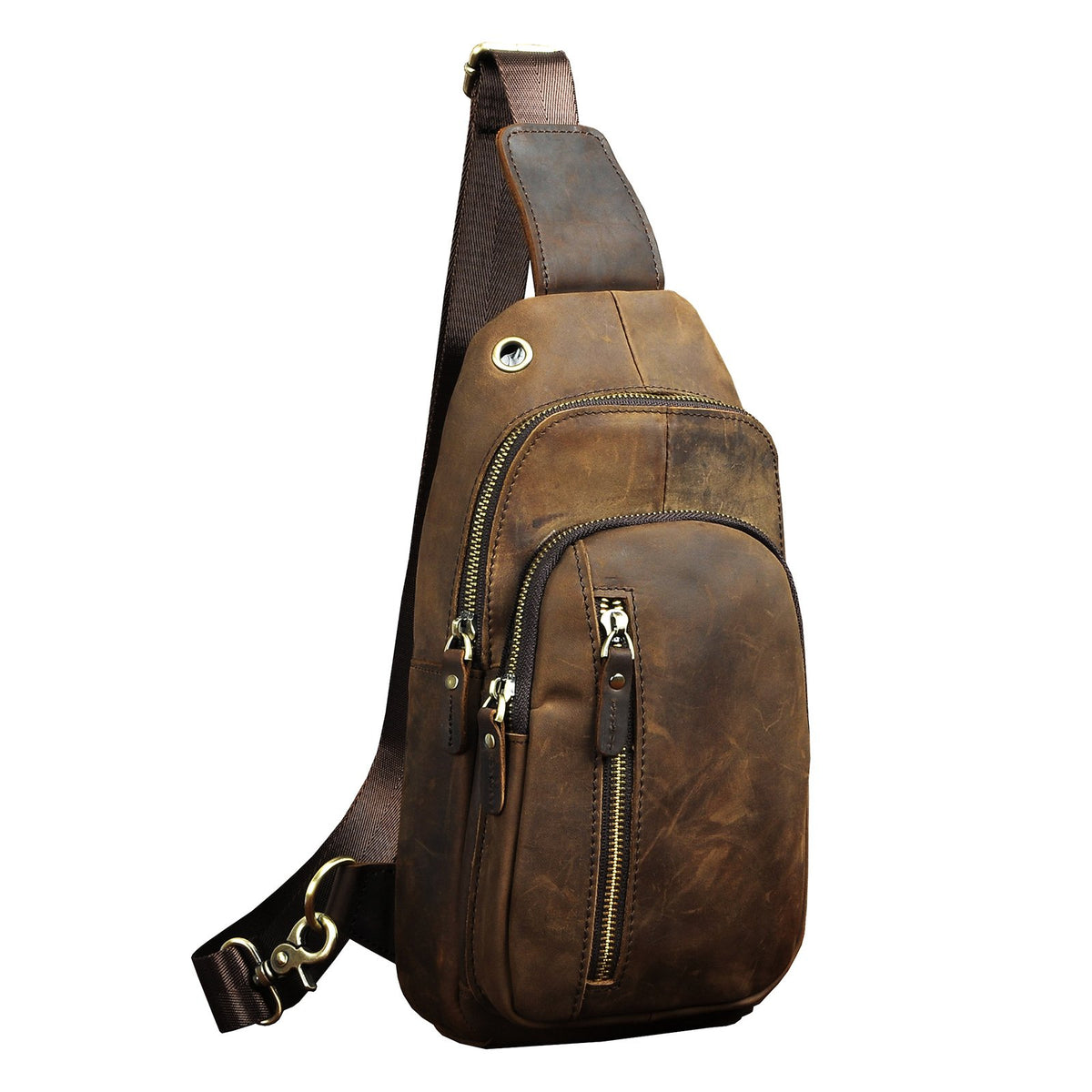 Leâ€™aokuu Herren Echtes Leder Brusttasche Crossbody Bag Sling Bag Schultertasche Gurteltasche UmhÃ¤ngetasche Rucksack Brustbeutel FÃ¼r Outdoor Sport Reisen (0 Braun)