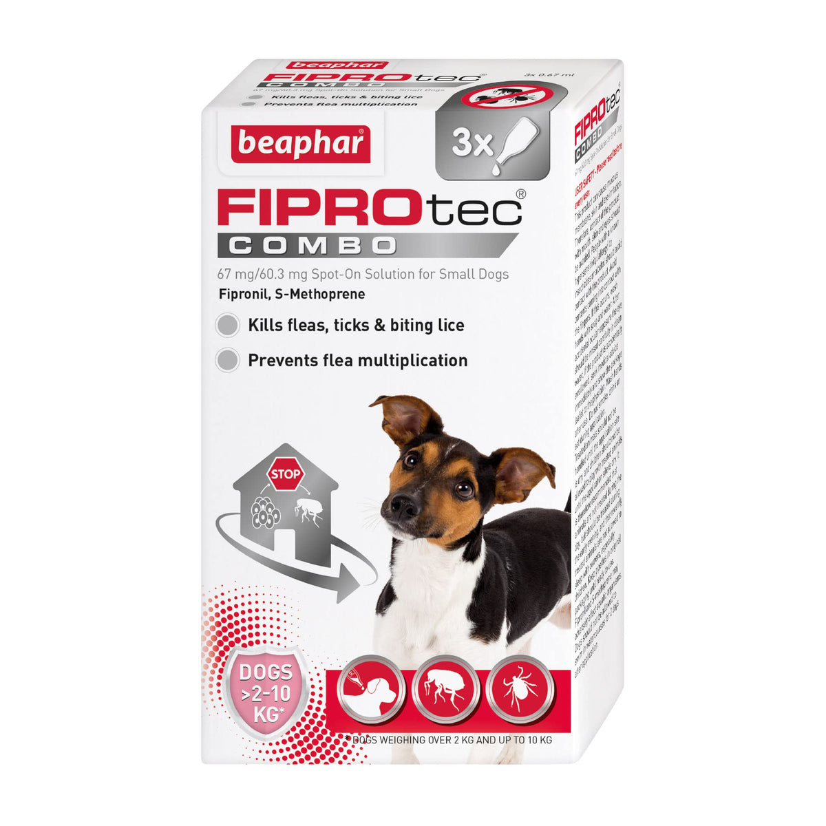 Beaphar | FIPROtecÃƒÆ’Ã†â€™ÃƒÂ¢Ã¢â€šÂ¬Ã…Â¡ÃƒÆ’Ã¢â‚¬Å¡Ãƒâ€šÃ‚Â® COMBO for Small Dogs (2-10kg) | Kills Fleas, Flea Eggs & Ticks | Stops Fleas Multiplying on Pet and in Home | Vet Strength Treatment | 3 Pipettes