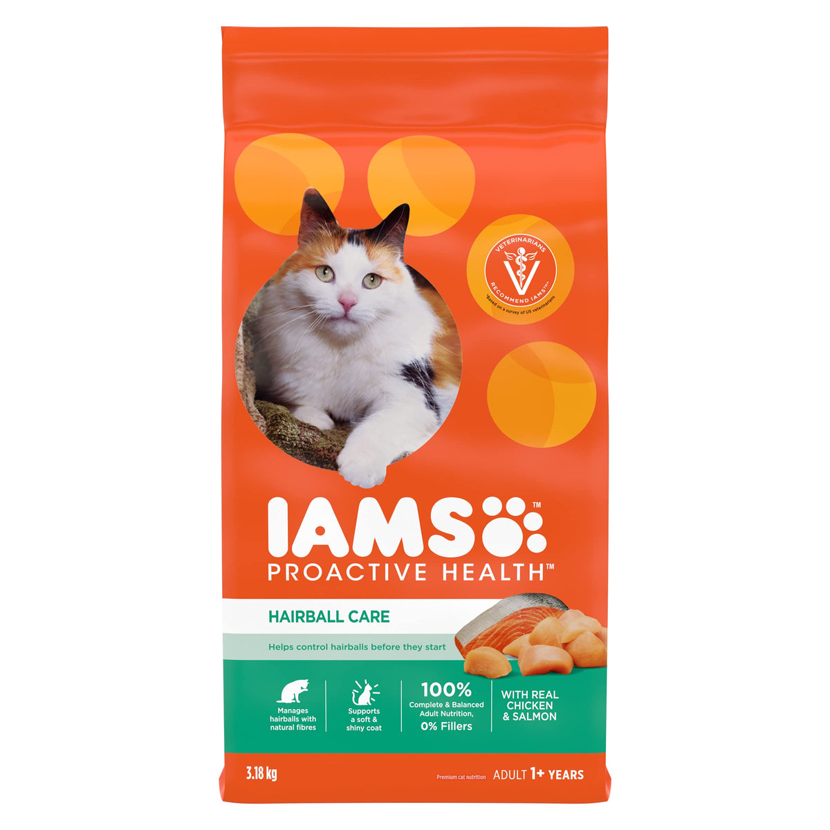 Iams Iams Proactive Health Adult Hairball Care Dry Cat Food With Chicken & Salmon, 7 Lb. Bag, 1count
