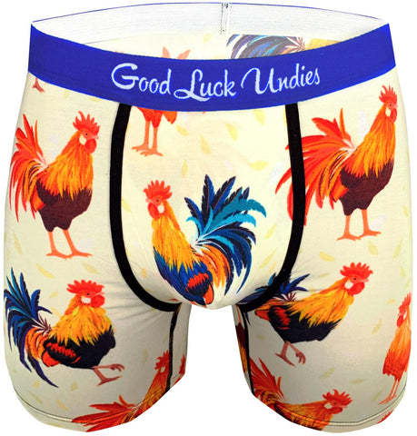 Good Luck Undies Men's Roosters Boxer Brief Underwear - Multicoloured - L Yellow