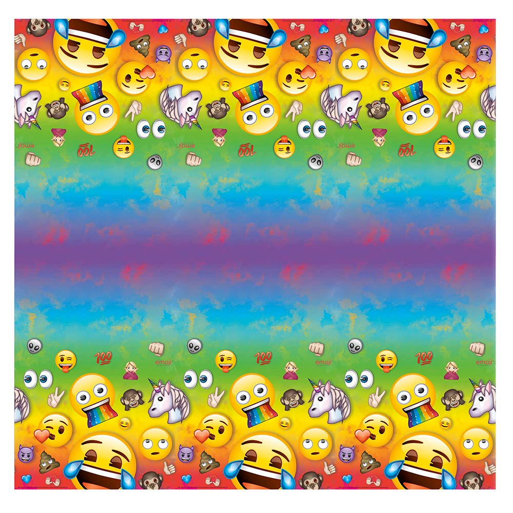 Unique Rainbow Fun Emoji Rectangular Plastic Table Cover | 54" x 84", Multi Color, 1 Pc