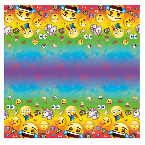 Unique Rainbow Fun Emoji Rectangular Plastic Table Cover | 54" x 84", Multi Color, 1 Pc