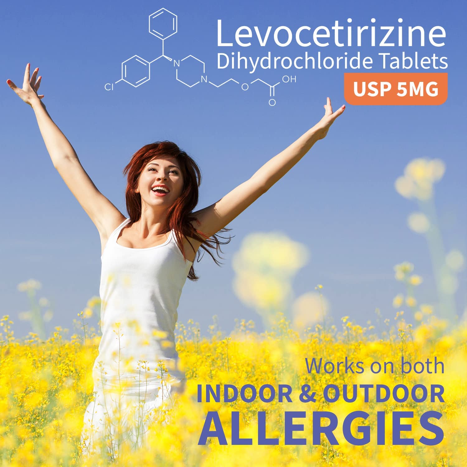 Velocity Pharma Levocetirizine Dihydrochloride Tablets USP 5mg Antihistamine, 24 Hour Allergy Relief Non-Drowsy, 240 Count