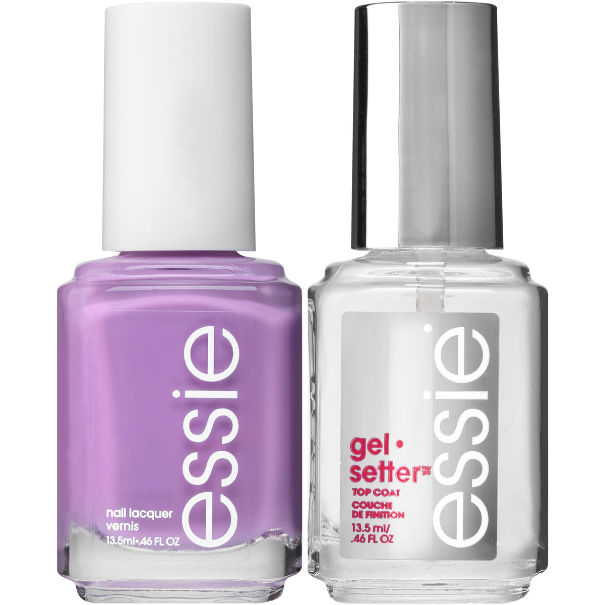 essie Gel Setter Nail Polish Kit, Bright Purple Nail Polish + Top Coat, Play Date, 0.46 oz each