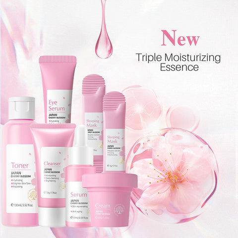 Skincare Gifts Set For Teenage Girls,Cherry Blossom Skincare Sets,Facial Kit,Pamper Sets For Women Gifts,Skin Care Sets & Kits - Cleanser, Face Serum, Face Cream,Toner,Eye Cream,Mask (SetA)