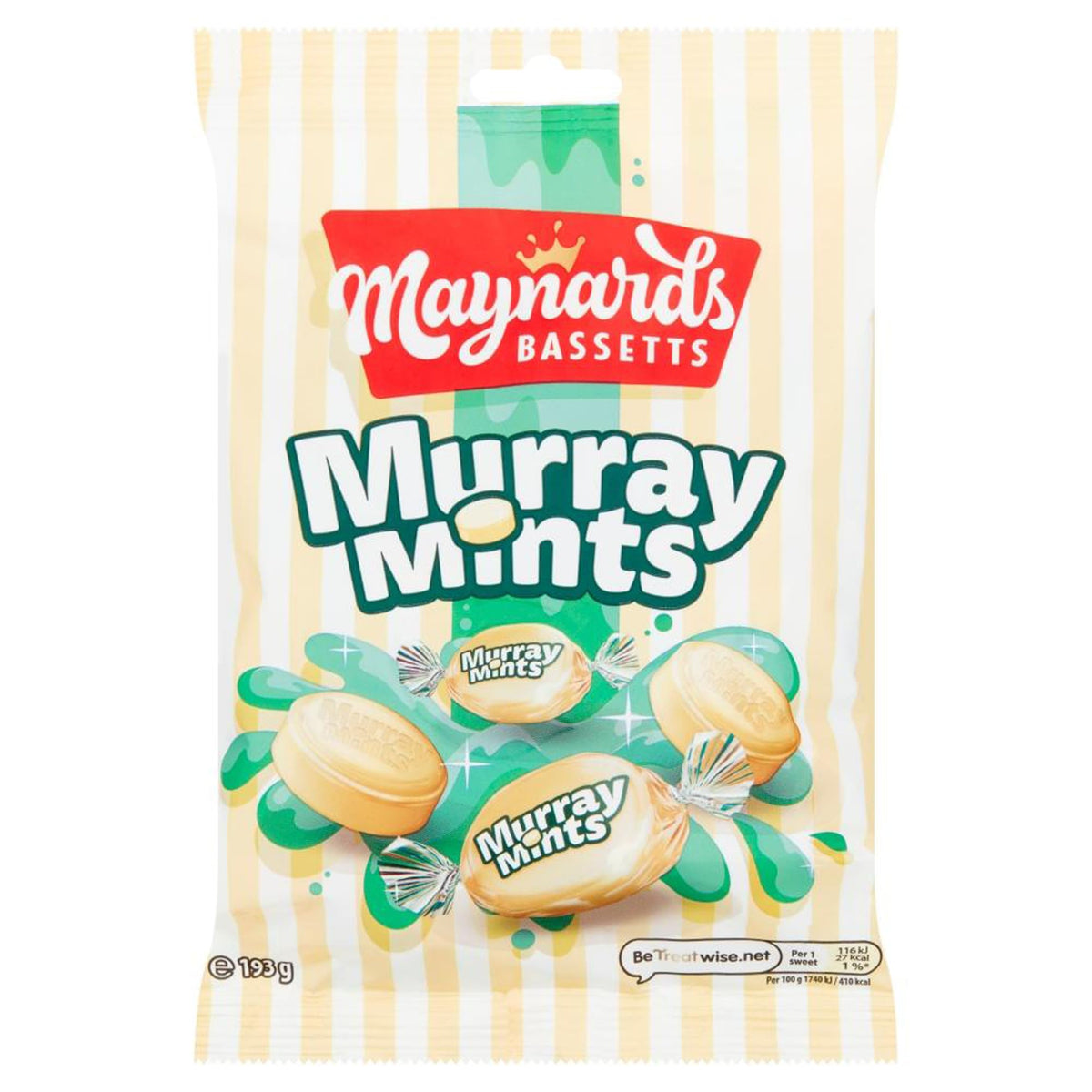 Maynards Bassetts Murray Mints Sweets Bag, Creamy Mint Flavour, Sharing Pack, 193g