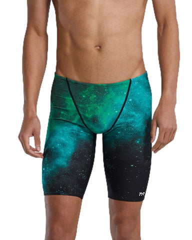 TYR Men's Standard Durafast Elite Solid Jammer Swimsuit, Green/Starborne