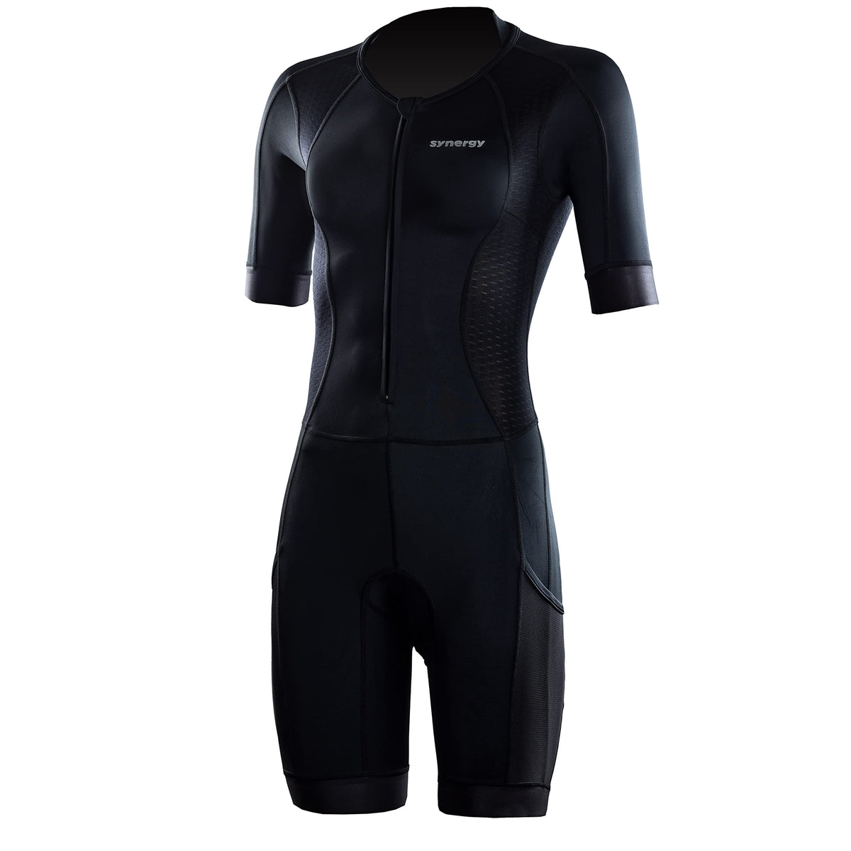Synergy Women's Short Sleeve Trisuit (Solid Black, Small)