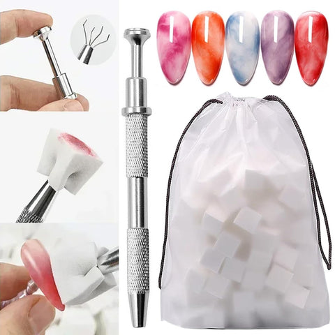 MOLILON 50pcs Ombre Sponge for Nails, Soft Gradient Nail Sponge with Grabbing Pen Ombre Nail Brush French Tip Tool Manicure Design Accessories