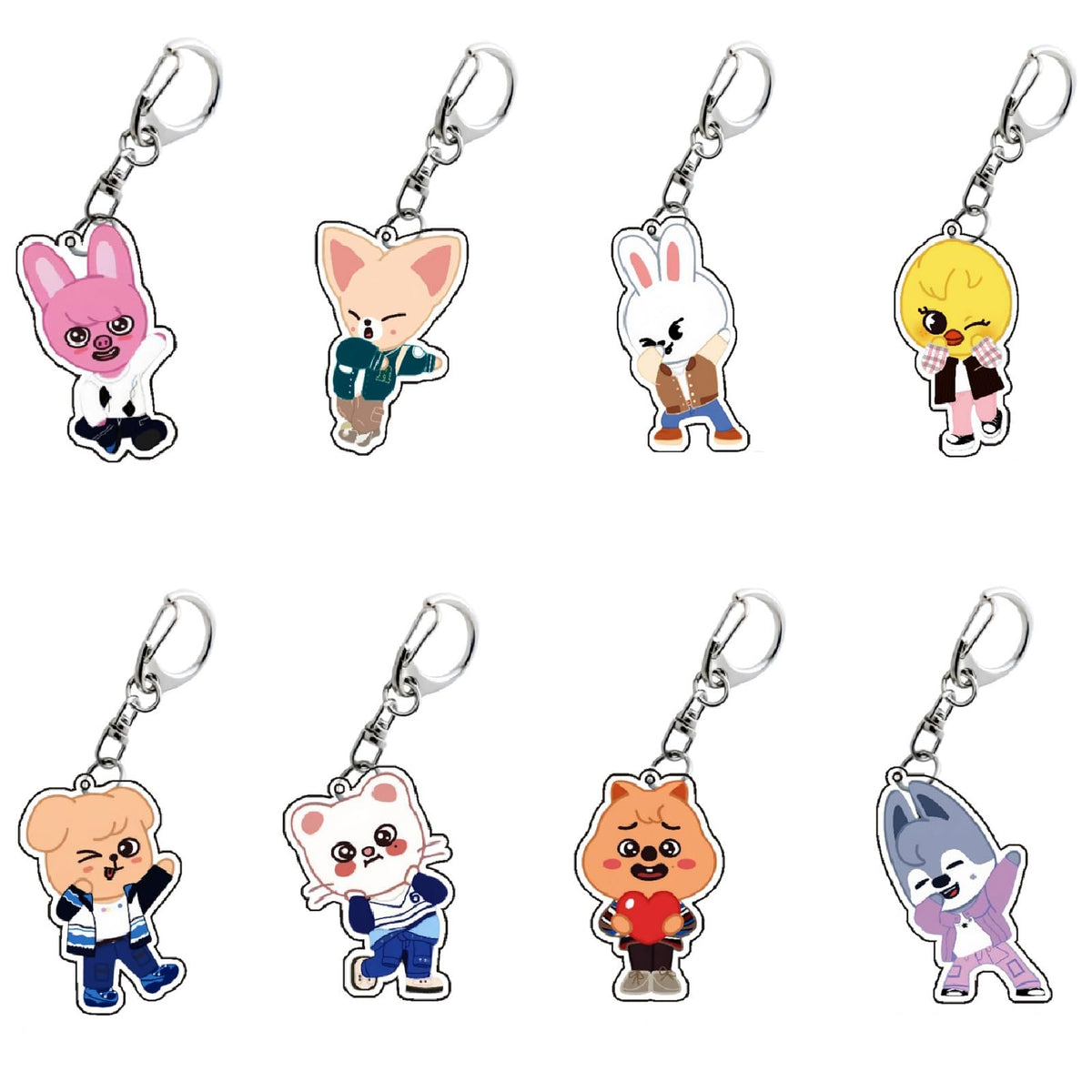 MeiYiYou 8PCS Stray-Kids Keychains Skzoo Keychain Acrylic Keyring for Fans, Pink, Medium