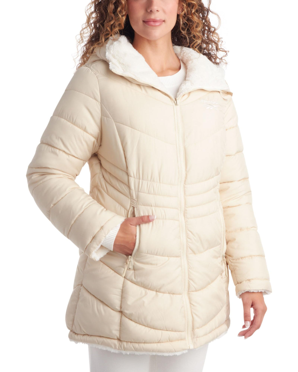 Reebok Women's Winter Jacket - Reversible Quilted Puffer with Sherpa Fleece Lining - Parka Coat for Women (S-3X, Plus Size), Size 1X, Stucco