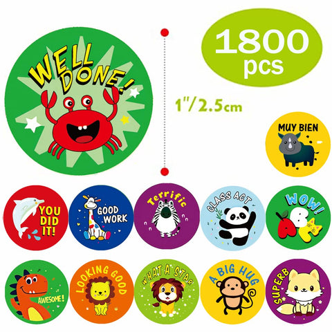 Reward Stickers for Kids Motivational School Encouraging Good Job for Students Teachers Classroom Testing Cute Small Funny Aged 2-4 Boys Girls 1800 Pieces 45 Sheets