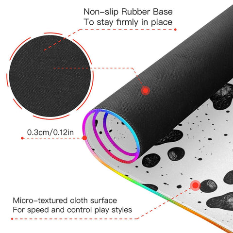 Black Dog Paw Wireless Charging Mouse Pad for Mobile Phone Extra Large Gaming Mousepad with 13 Lighting Modes Extended Desk Mat for MacBook PC Laptop Desk Office Home Gaming