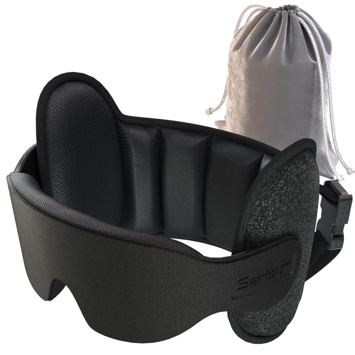 SARISUN Travel Pillow, Upgrade Airplane Pillow for Long Flight, 360° Support Headrest, Comfortable Travel Neck Pillow Eye Masks for Sleep, Compact Airplane Travel Essentials, Stop Bobblehead, Black