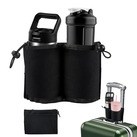 Luggage Cup Holder, Free Hand Drink Holder Bag for Suitcase Drink Carrier Luggage Mounted Beverage Caddy for Travelers Flight Attendants Travel Must Haves