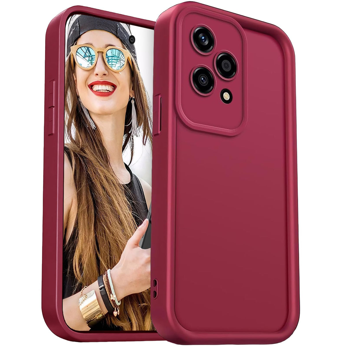 DESSEN Case for Honor 200 Lite 5G - Flexible Silicone Cover Camera Protection Shockproof Phone Case Soft Lightweight TPU Bumper Shell, Wine Red