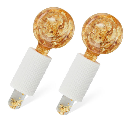 Lazzybeauty Ice Globes for Facial, Cooling Globes Set for Eye & Neck, Cold Glass Ice Roller Ball, Cryo Sticks Face Globes, Tighten Skin, Reduce Puffiness and Dark Circles, Enhance Circulation, Gold
