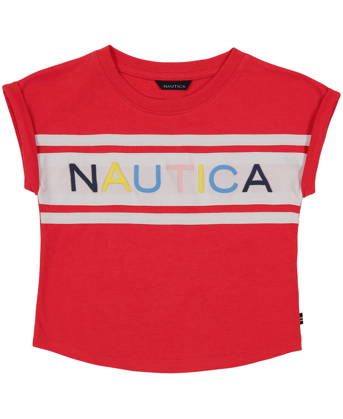 Nautica Girls' Short Sleeve Graphic Logo T-Shirt, Everyday Casual Wear, Soft & Comfortable Fit, Hibiscus Billboard, 4