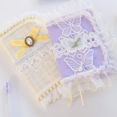 Luzoybo DIY Personal Notebook with Lock and Keys for Girls Gift Ideas, Cloth Lace Fabric Diary Cover Secret Notebook for Women ?Random Style?