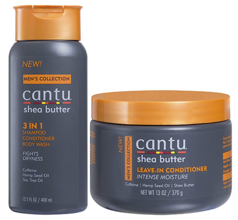 Cantu Men's 3-in-1 Shampoo Conditioner Bodywash 13.5oz with Leave in Conditioner 13oz