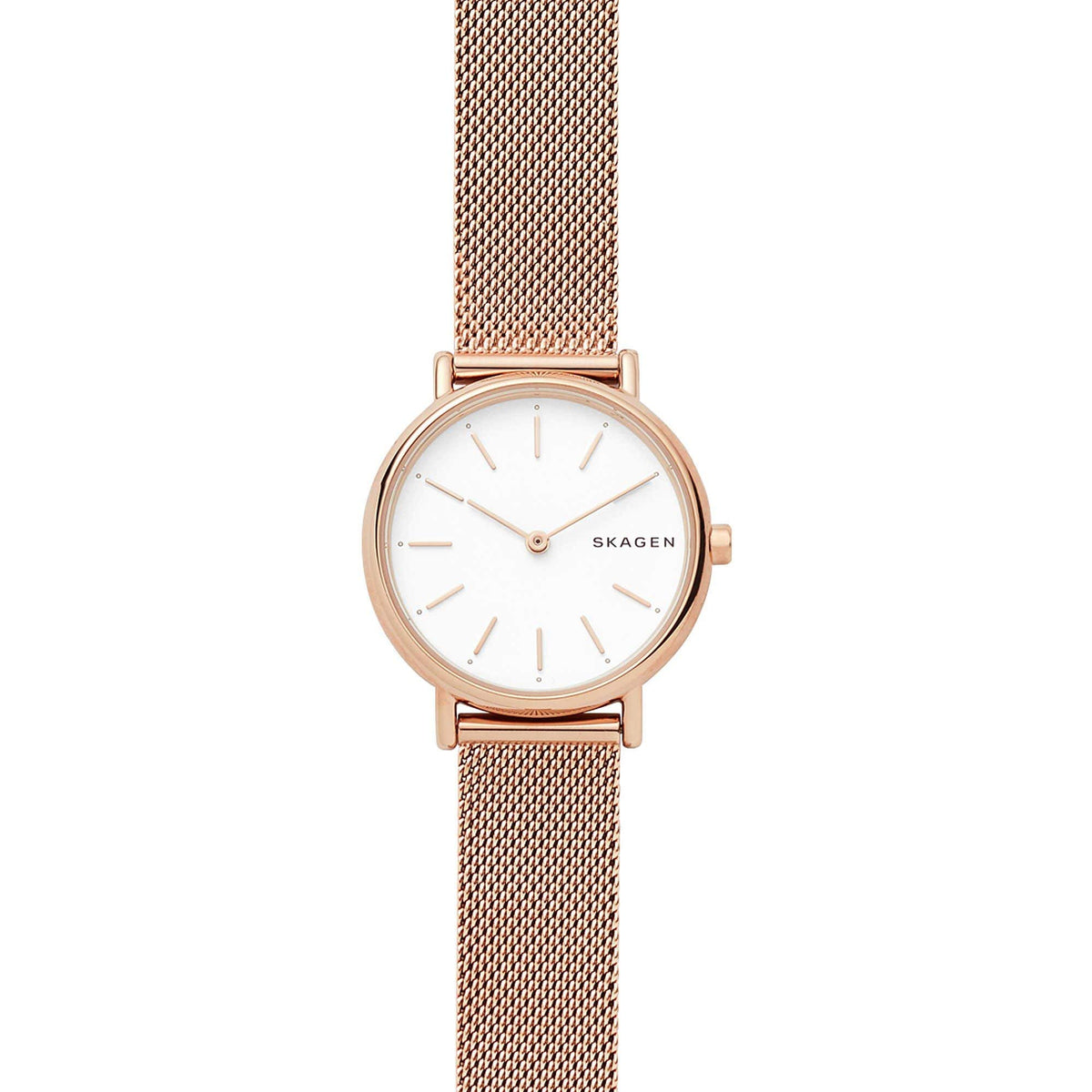 Skagen Watch for Women Signatur Lille, Two Hand Movement, 30 mm Rose Gold Stainless Steel Case with a Stainless Steel Mesh Strap, SKW2694