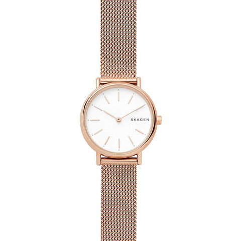 Skagen Watch for Women Signatur Lille, Two Hand Movement, 30 mm Rose Gold Stainless Steel Case with a Stainless Steel Mesh Strap, SKW2694
